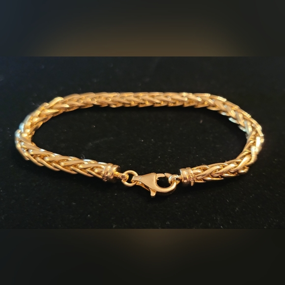 14KT SOLID YELLOW GOLD SPIGA LINK BRACELET - Picture 3 of 10
